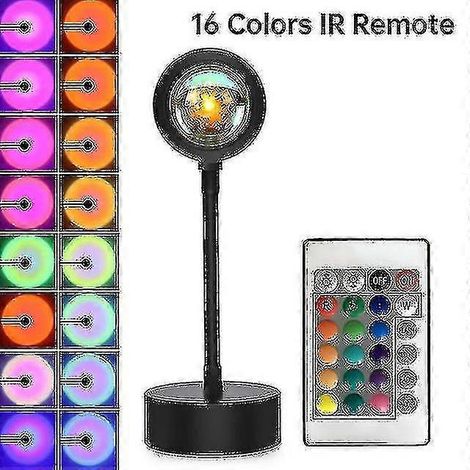 Projecteur de coucher de soleil à 16 couleurs avec télécommande, veilleuse LED d'ambiance compatible avec chambre, bar