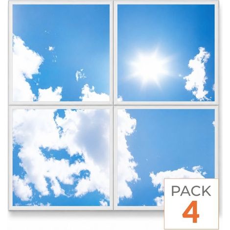 Panneau LED Imprimé Ciel 60x60 40W CCT - Pack de 4 - 3000K/4000K/6500K - SILAMP