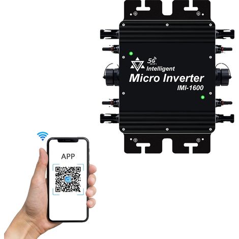 Micro-onduleur solaire, conception étanche, WiFi intégré, 1600W, 220V, 22-50V (1/2)