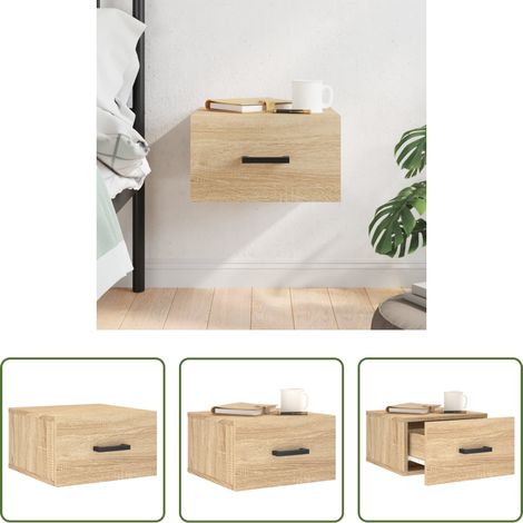 vidaXL Holz Nachttisch - Wand-Nachttisch Sonoma-Eiche 35x35x20 cm (1/5)