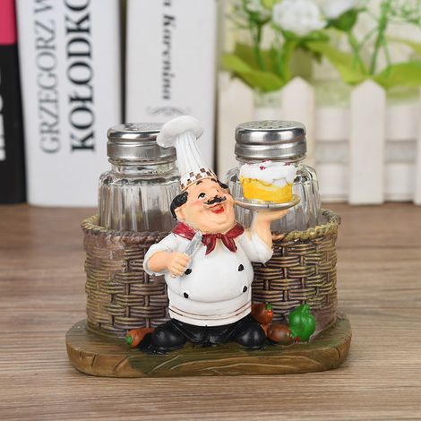Niedliche Kochfigur, Salz- und Pfefferstreuerhalter, Küchendeko, Kunstharz-Bastelarbeit A (1/5)