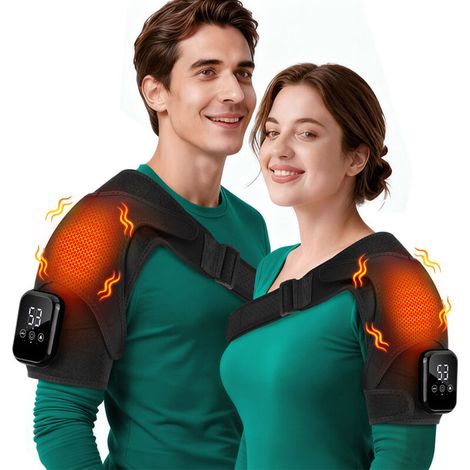 Attelle d'épaule chauffante : Dispositif de physiothérapie thermique — Massage par vibrations et soutien chauffant, avec 3 modes de vibration et 3 niveaux de chaleur