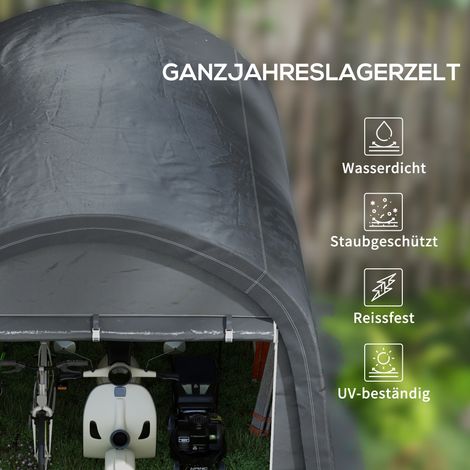 Abri de jardin en acier robuste, grandes portes coulissantes, 3x3 m, gris (1/4)
