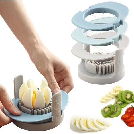 3 in 1 Egg Slicer/Cutter with 3 Styles Slicing Wire Stainless Steel Cup, Hard Boiled Egg Slicer (1/5)