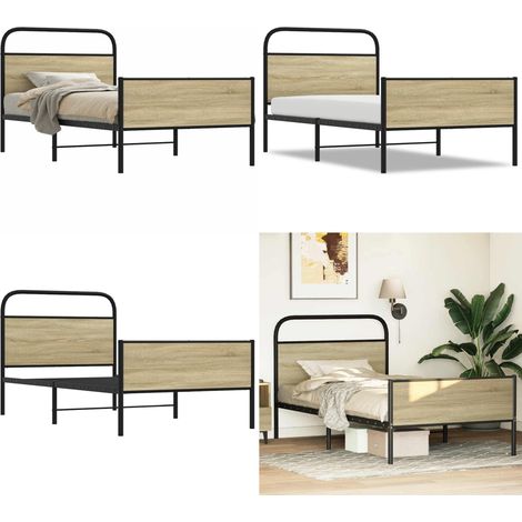 vidaXL Bettgestell ohne Matratze 90x190 cm Sonoma-Eiche Holzwerkstoff
