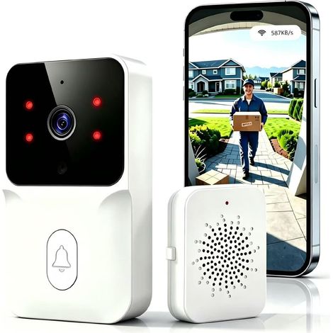 Sonnette sans Fil avec Caméra 1080P HD, Sonnette Vidéo Extérieure Étanche IP, Surveillance avec Vision Nocturne, Sonnette de Sécurité pour Maison (1/5)