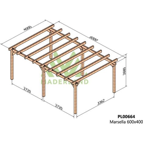 Cochera y Pérgola de Madera Laminada Lugo (Maderland) - 600 x 400 cm