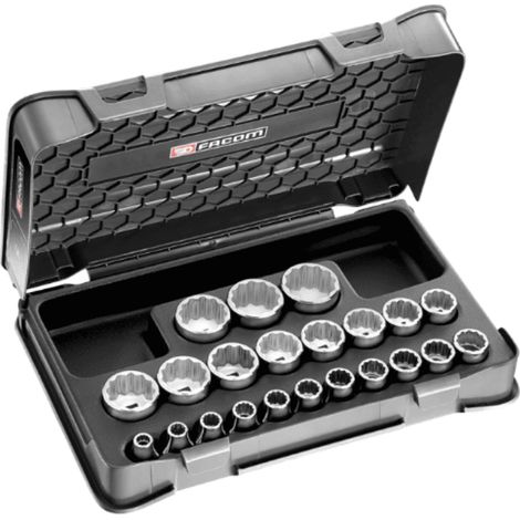 Cassetta bussole 12 punte metriche 22pz 1/2 - FACOM S.400B
