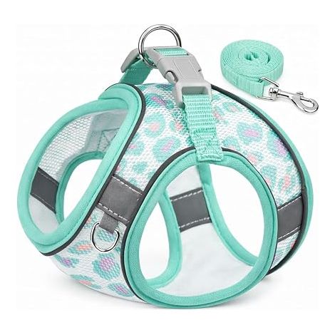 Dog Harness with Front Chest Buckle and Back Buckle, Adjustable, Handle, Breathable Mesh Reflective - for Small and Large Dogs - (1/5)