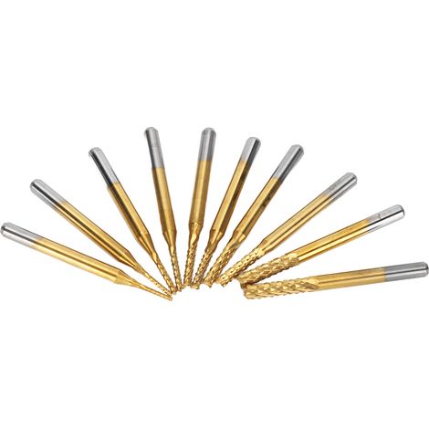 Satz mit 10 titanbeschichteten Hartmetall-Schaftfräsern für die Leiterplattengravur, 1/8-Zoll-Schaft, Rotationswerkzeuge, Durchmesser 1,0–3,0 mm (1/5)
