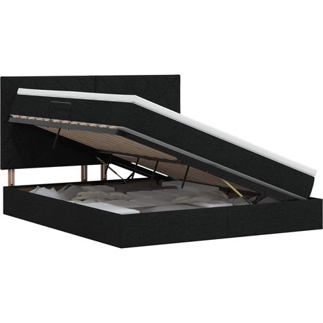 Letto con contenitore e materasso Nero 160 x 200 cm Tessuto vidaXL (1/5)