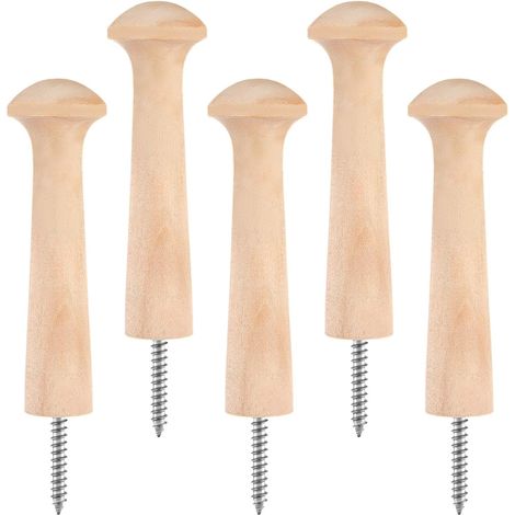 5 unbehandelte Holzhaken für Mäntel, Hüte und Taschen – 95 x 22 cm, ideal zum Selbermachen und für natürliche Dekorationen (1/5)