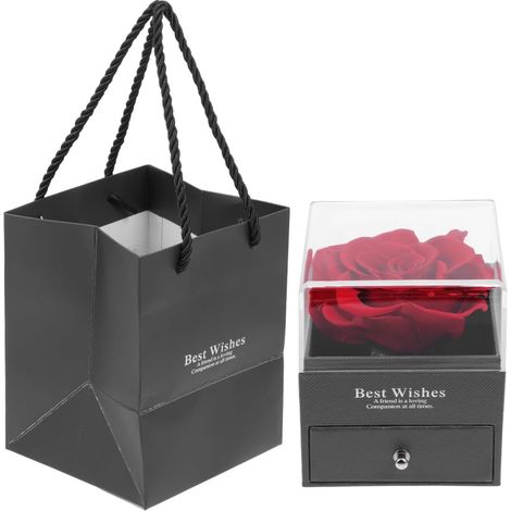 Boîte à Bijoux de Rose, Coffret à Bijoux, Rouge, Acrylique et Papier, Protection les Dommages, Portable, pour Bridal Shower et Engagement (1/5)