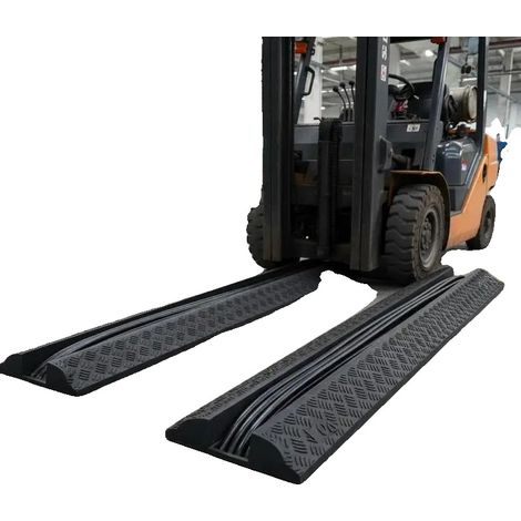 Rampe de protection de câble, capacité de charge lourde, construction en caoutchouc durable, noir (1/2)
