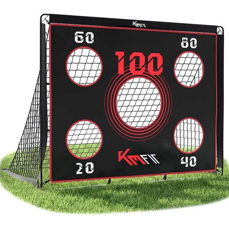 KM-Fit porta calcio 2in1 con bersaglio, resistente intemperie, portatile, allenamento tiro bambini adulti, stabile (1/5)