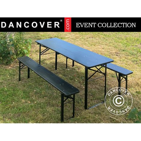 Beer Table Set PRO 200x60x78 cm, Black - Dancover (1/2)