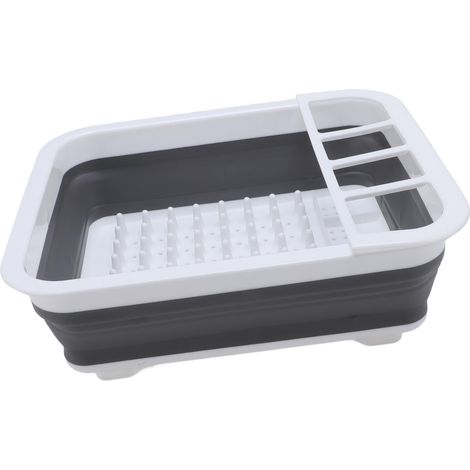 Égouttoir à vaisselle pliable repliable PP TPR alimentaire transportable rangement couverts pour cuisine camping caravane (1/5)