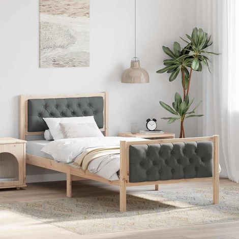 Estructura de cama con cabecera Gris oscuro 90 x 190 cm
