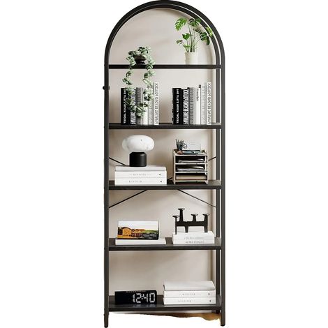 Estantería expositora de estilo industrial, diseño de cinco niveles, color negro. (1/2)