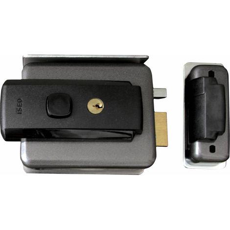 Serratura elettrica per legno Scrocco + Cilindro esterno + Pulsante - Entrata 50ø80 mm Destra 52N115