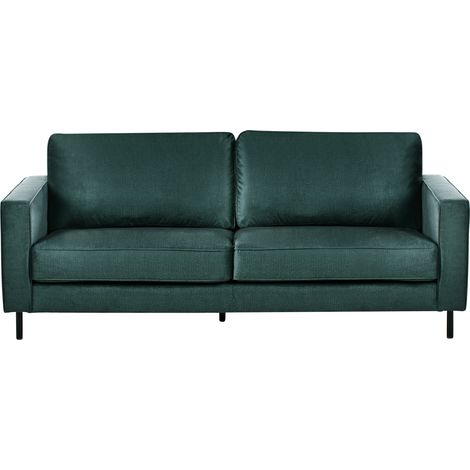 Sofá moderno minimalista de terciopelo 3 plazas cojines patas de metal verde oscuro Savalen