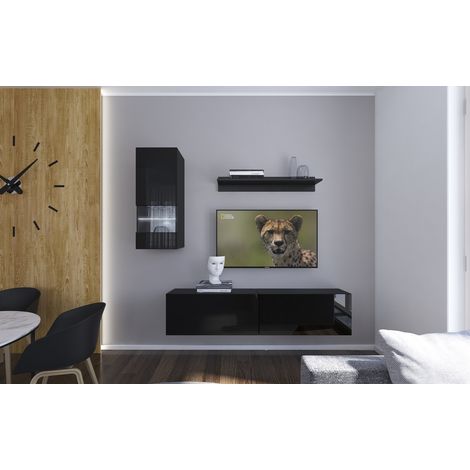 Ensemble meuble TV NEXT 272 AN272-17B-HG20-1A noir brillant 193 cm (1/2)