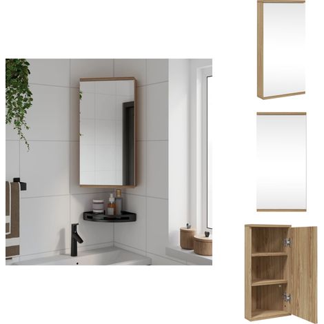 Armoire de bain à miroir d'angle chêne 30x24x60 cm - Armoire De Toilette À Miroir D'angle - Armoires De Toilette À Miroir D'angle - Armoire De Salle De Bain - Armoires De Salle De Bain (1/5)