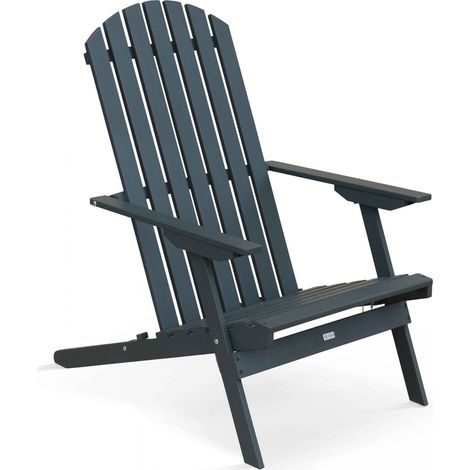 Fauteuil relax pliant en bois d'eucalyptus gris