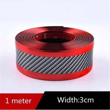 (rouge) Autocollants de voiture anti-rayures,protection de seuil de porte,bande en caoutchouc,fibre de carbone,film de protection pour pare-chocs,style automobile (1/3)