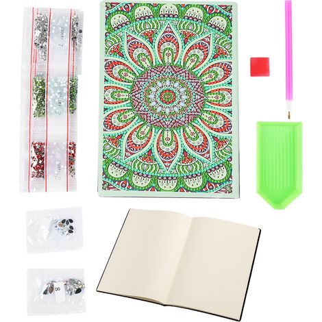 Carnet de peinture diamant 5D, 50 pages, forme spéciale mandala fleur, journal créatif DIY à motifs. (1/5)