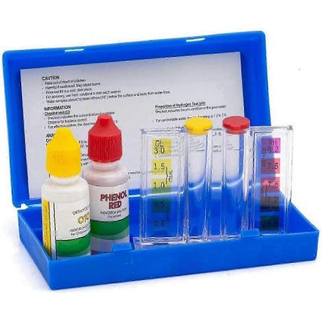 Kit de test bidirectionnel pour piscines et spas et solutions de test au rouge de phénol : teste le pH et le chlore de l’eau (2025) (1/5)