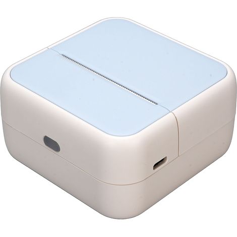 Imprimante thermique portable avec 5 rouleaux de papier, sans encre, pour étiquettes, autocollants et codes-barres (bleu). (1/5)
