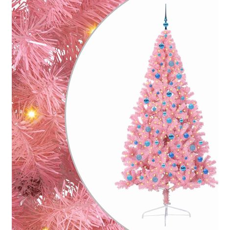 Sapin de Noël，Arbre de Noël artificiel pré-éclairé Rose 240 cm PVC CFW59132 (1/5)