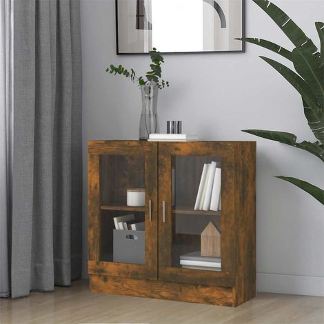 vidaXL Mobile Vetrina Rovere Fumo 82,5x30,5x80 cm Legno