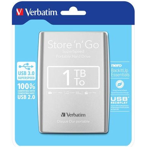Verbatim 1 TB Store 'n' Go 2,5" Silber USB 3.0 Externe Festplatte (1/5)