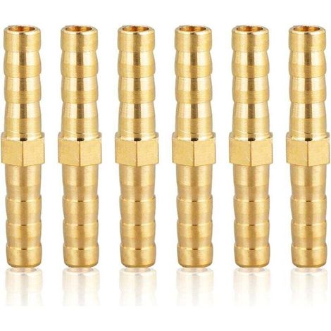 Raccords de tubes en laiton de 6 mm, 6 pièces de 6 mm (1/4"), raccords cannelés droits, connecteurs à douille (1/3)
