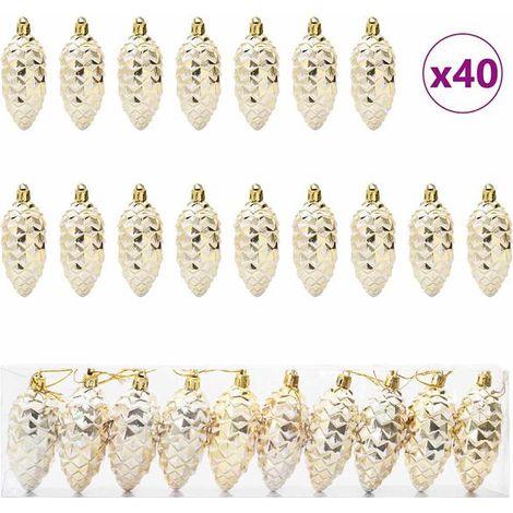 Décorations de Noël en forme de pommes de pin, 40 pièces, plastique doré (1/5)