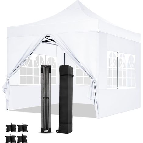 Gazebo Pieghevole da Giardino. Guglia Gazebo Impermeabile Pop Up da 3x3m con Pannelli Laterali. Tendone da Esterno. Altezza Regolabile. Protezione UV. and acqua, Barnum pieghevole per matrimoni, picni