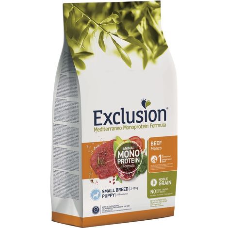Exclusion Cane Small Puppy Mediterraneo Noble Grain 500gr Manzo