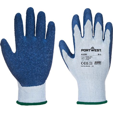 Gants Enduit Latex Gris/Bleu S - Taille 7 (1/2)