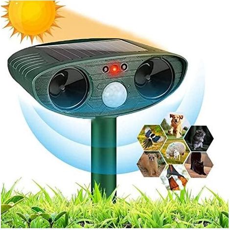 Ultraschall-Katzenabwehrgerät, für den Außenbereich, solarbetriebenes Ultraschall-Nagetierabwehrgerät mit Bewegungsmelder, wasserdicht für Katzen, Hunde, Mäuse, Waschbären und Wildtiere - (1/5)