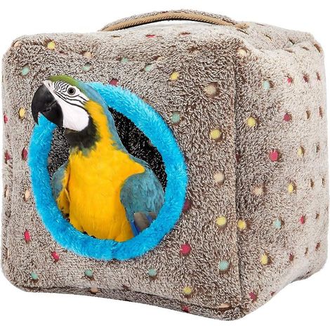 Grande cabane douillette pour oiseaux, dessus et dessous épais - Nichoir suspendu en peluche chaude pour l'hiver (1/5)