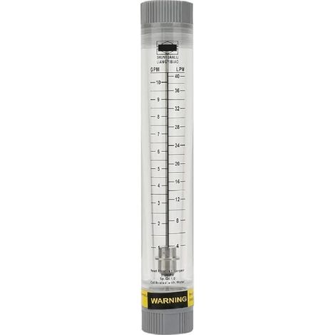 LZM-20G Débitmètre de tuyau, en verre acrylique, débitmètre de liquide pour filetage interne d'eau 1,9 cm, 1-10 GPM et 4-40 LPM (1/4)