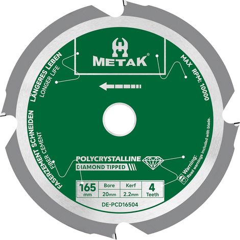 Lame de scie circulaire expert for fiber cement - 165 x 20 mm - Avec 4 dents diamantées de haute performance (PCD) - Idéal pour fibro ciment, plaques de fibrociment et éternite (1/5)