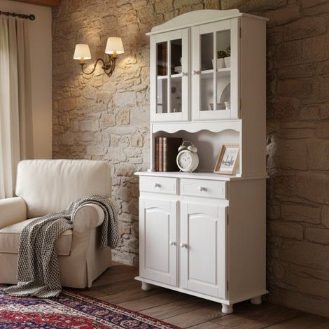 Dmora Buffet avec deux portes et deux tiroirs, couleur blanche, 88 x 198 x 32 cm (1/5)