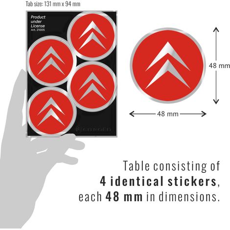 Citroen Adesivi Chrome Tabs - Colore: ROSSO - Modello: 4 LOGHI OLD