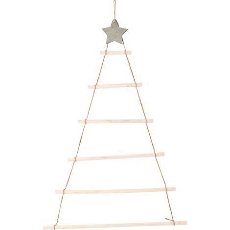 Étoiles en bois suspendues avec corde décorative pour sapin de Noël et mur