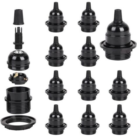 12 portalampade a vite E27 (250V 4A) in bachelite con clip per cavo (1/4)