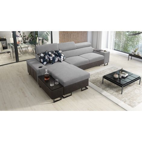 Luxuriöses, komfortables, modernes Ecksofa MELODY I MAXI  Tauro/Freya Graphit/Grau Links (1/5)