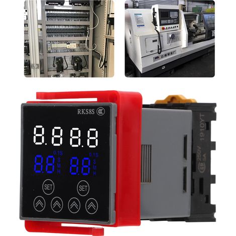 Relais temporisé multifonctionnel RKS8-1Z avec écran LCD, interrupteur marche/arrêt et socle, 12 V CC (1/5)